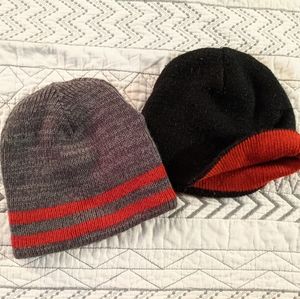 Black and Grey and Red Beanies SET OF TWO